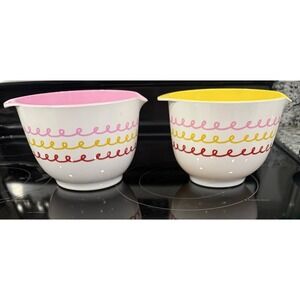 Set of 2 Cake Boss Melamine Countertop Mixing Bowl Icing Pattern 1.8 & 2Qt